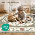 thumbnail image 4 of ODIKA 5'x7' Washable Area Rug Boho Large Scroll Defined Detail Cream Farmhouse Bohemian Medium for Guest Room, Lounge, Apartment, Non-Slip Low Profile, Stain Resistant, 4 of 7