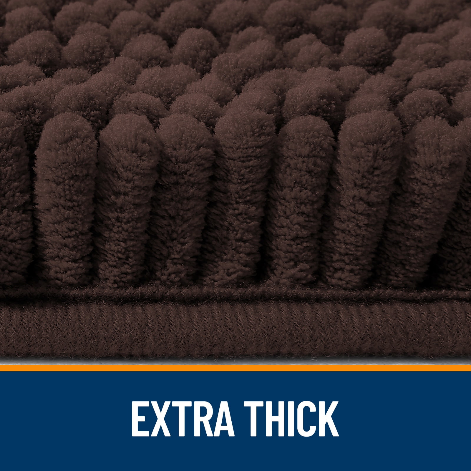 Buganda Toilet Rugs U-Shaped 24x20, Quick Dry Machine Washable Chenille Bath Mats with Rubber Backing, Brown