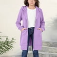 thumbnail image 6 of Girls Long Zip Up Hoodie Jacket, Teen Casual Loose Long Sleeve Hooded Sweatshirt Coat with Front Pockets, Kids Solid Lightweight Outerwear for Daily Outdoor School Wear(Purple,13-14 Years), 6 of 6