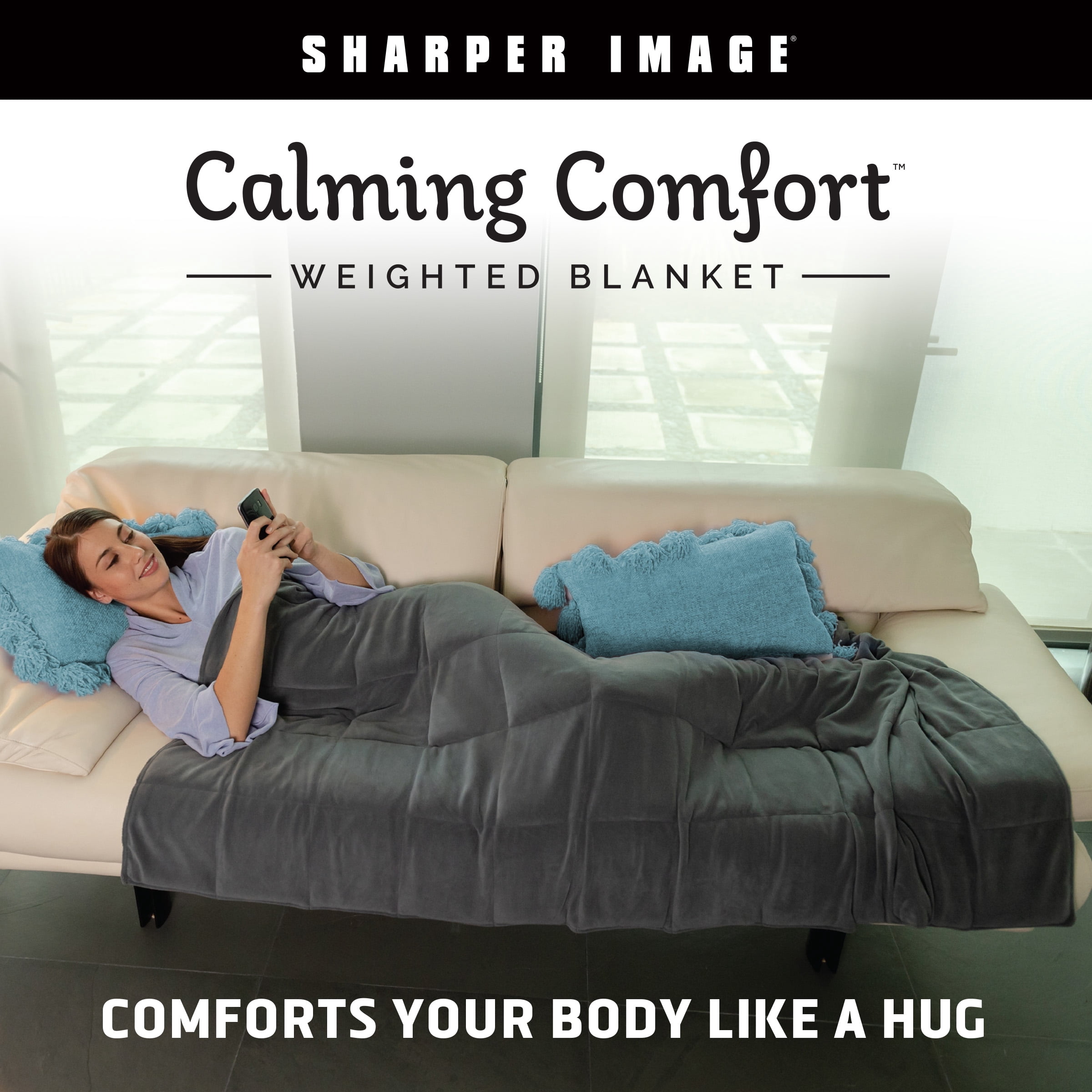 Calming Comfort Weighted Blanket, 10 lbs, 41" W x 60" L, Grey
