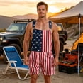 thumbnail image 5 of 250th Anniversary Mens American Flag Overalls Shorts Jumpsuit 4th of July Bib Coveralls, 5 of 12
