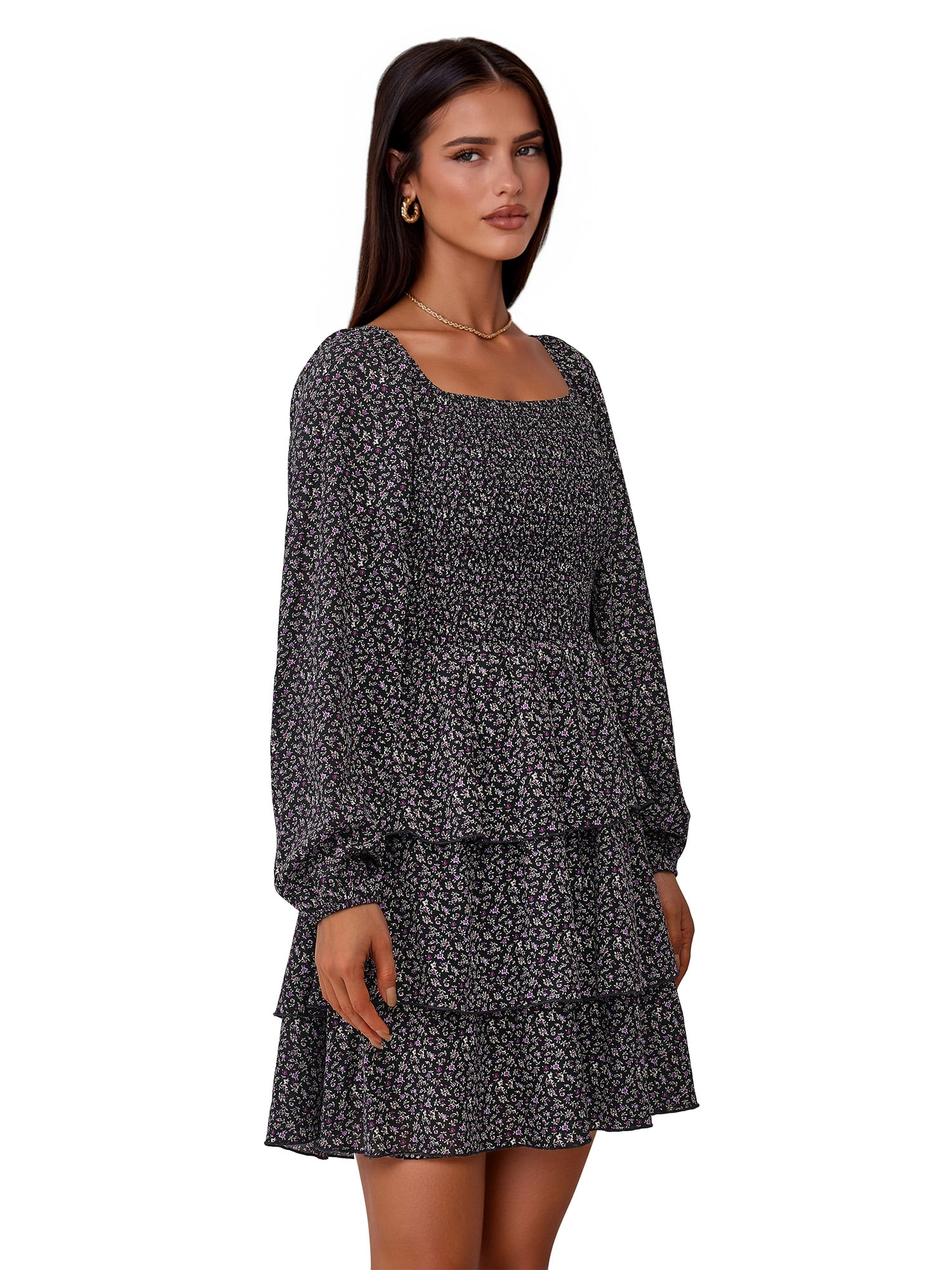 PRETTYGARDEN Women's Long Sleeve Ruffle Mini Dress, Sizes S-XXL