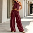 thumbnail image 6 of Women's Two Piece Sets Summer Plus Size Fashion 2026 Solid-Color Sleeveless Top Pocket Elastic Waist Pants Sets, 6 of 7