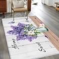 thumbnail image 4 of Area Rug for Living Room, Purple Lavender Non-Slip Indoor Large Carpet for Bedroom/Dining Room, Spring Floral Daisy Butterfly Leaves Gray Washable Low-Profile Rectangle Floor Runner Rugs - 4 x 6 Ft, 4 of 7