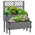 thumbnail image 2 of Outdoor Garden Arch Outsunny Raised Garden Bed with Trellis, 2 Tier Wooden Elevated Planter Box with Legs and Metal Corners, for Vegetables, Flowers, Herbs, Gray,Wooden Garden Arch, 2 of 9