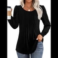 thumbnail image 1 of Blusas Tipo Túnica de Larga Abullonada para Mujer, con Cuello Redondo Plisado, Elegantes, Informales, Holgadas, para Invierno y . Negro L, 1 of 6