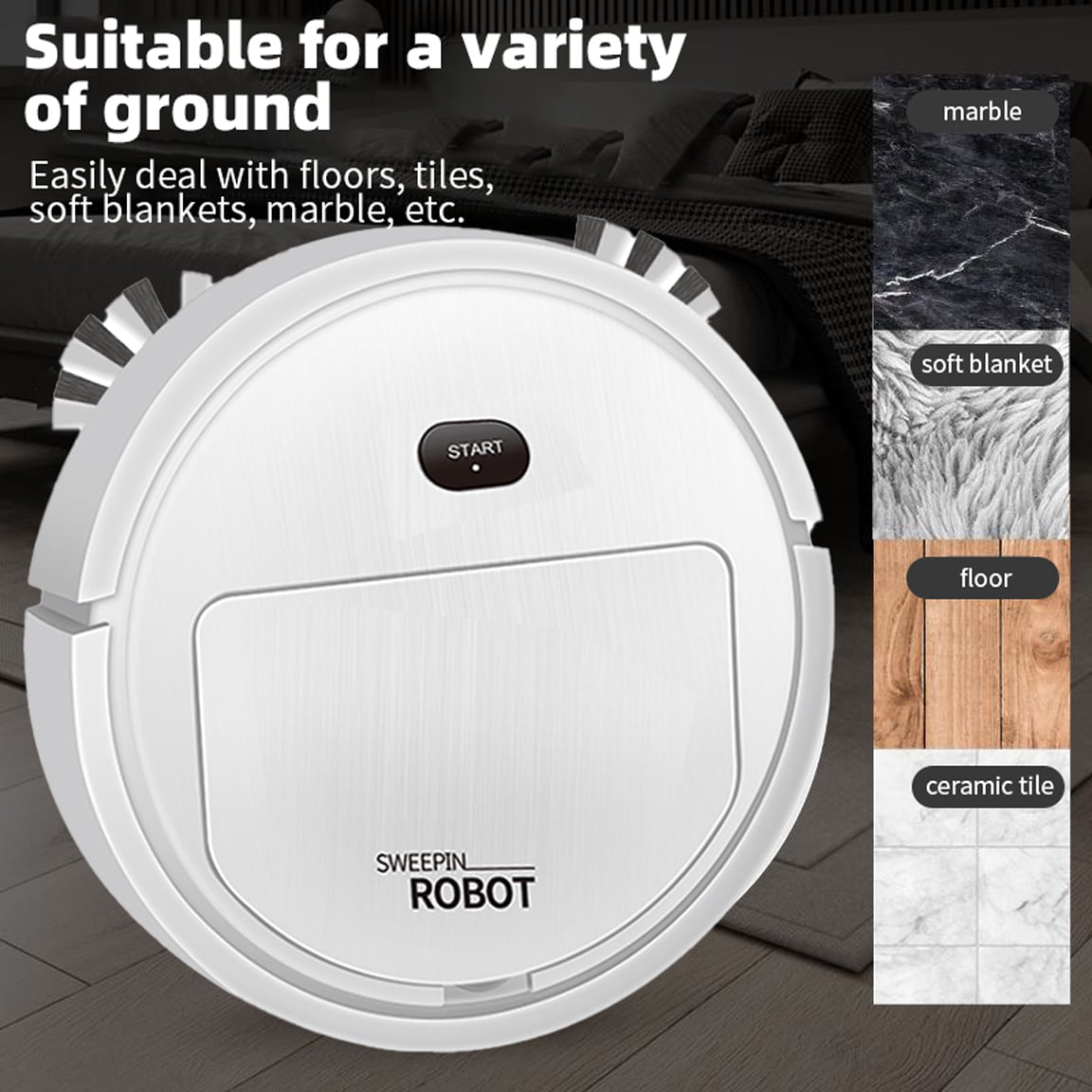 WarmthandFish Automatic Robot Vacuum Cleaner Auto Robotic Vacuum Self Detects Stairs Pet Hair