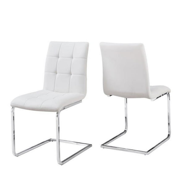 Bowery Hill Contemporary White Faux Leather Side Chair (Set of 2)