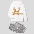 thumbnail image 2 of Conjuntos de pijamas de polar con capucha y mangas largas con letras bordadas a juego para toda la familia para Navidad (resistentes al fuego), 2 of 5