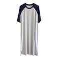 thumbnail image 2 of Elvqul Nightgown for Men Pullover Nightshirt Crew Neck Short Sleeve Casual Summer Plain Mens Nightwear Big & Tall, 2 of 8