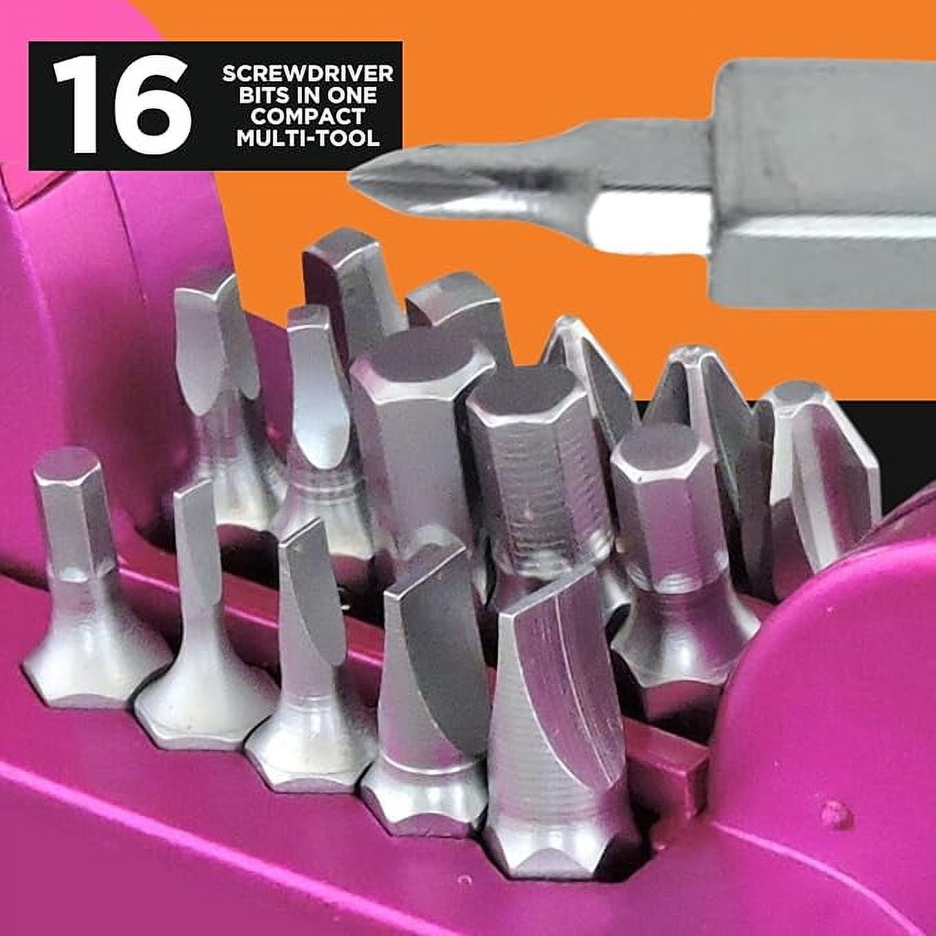 Kelvin Tools Kelvin 23 Urban Multi Tool Screwdriver Set All in One with 16 Bit Set, Tape Measure, Liquid Level, Hammer, Flashlight Multibit Pocket Screwdriver, Universal Precision Screwdriver