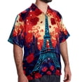thumbnail image 2 of Eiffel Tower Valentine's Day Men's Short Sleeve Poplin Shirt, Casual Button Down Shirts, Printed Summer Beach Shirt, Unisex Casual Button Down Top, 2 of 6