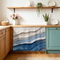 thumbnail image 2 of Blue Ombre Sink Skirt 10"W x 11"L, Dustproof Under Sink Curtain Skirt for Bathroom Kitchen, Modern Wave Abstract Art Adhesive Short Vanity Curtains Cover for Laundry Room Closet Shoe Rack, 2 of 8