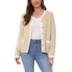 thumbnail image 1 of Suéter de punto de manga corta con botones de contraste y cuello redondo para mujer INSPIRE CHIC L Beige, 1 of 6