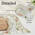 thumbnail image 2 of Green Floral Pillow Covers, Linen Long Throw Pillow Case, Spring Flowers Botanical Gray and White Plaid Holiday Pillow Protector Decorative Cushion Cover for Living Room/Bedroom 12" x 20", 2 of 8
