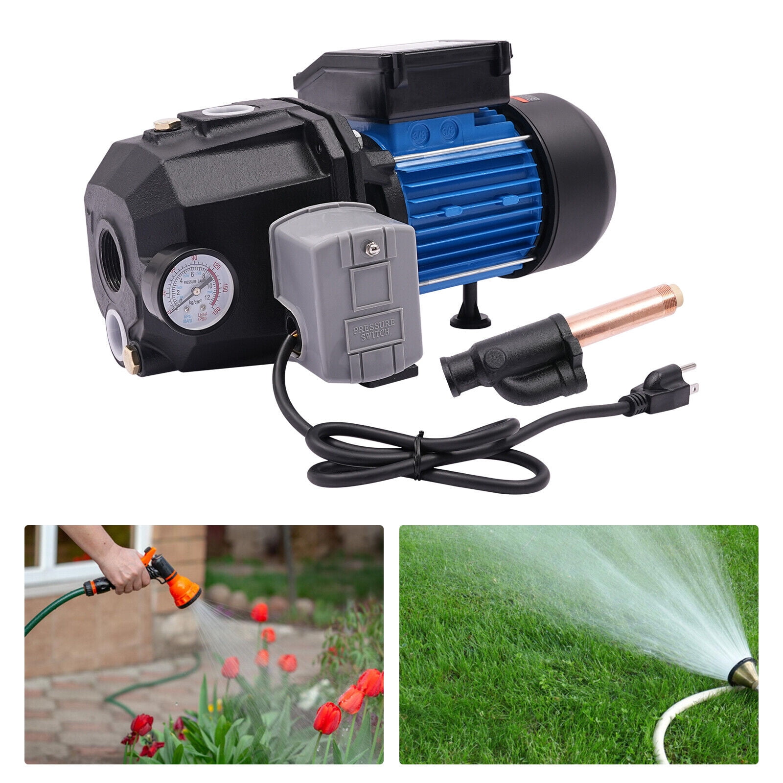 Garden 1HP Water Pump 134.2ft³/h Flow Rate Shallow Well Pump Water Pump Versatile for Farms and Grasslands