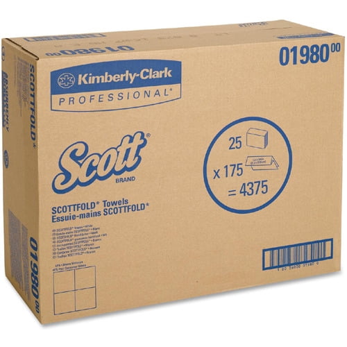 Scott Pro Scottfold Multifold Paper Towels (01980) with Fast-Drying Absorbency Pockets, White, 25 Packs per Case, 175 Sheets per Pack, 4,375 Towels per Case - 2