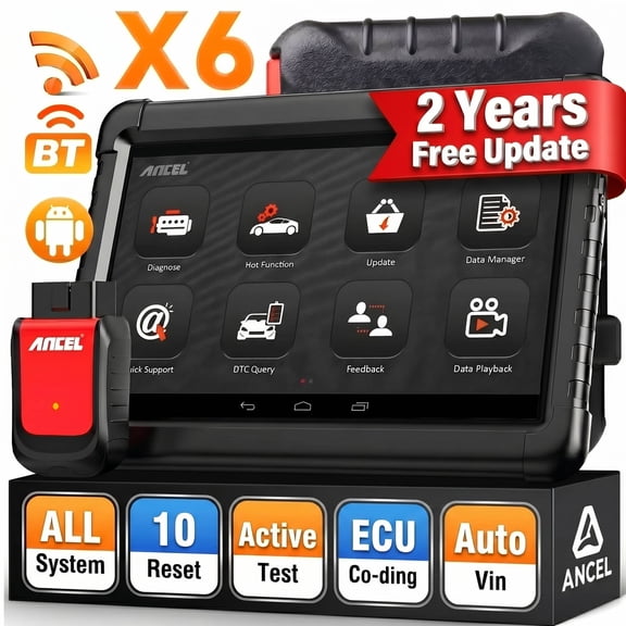 ANCEL X6 OBD2 Scanner Bluetooth Full System Bidirectional Diagnostic Tool Car Diagnostic Scan Tool with 10 Resets, Active Test, ABS Bleeding, EPB/BMS/TPMS/Oil Reset, 2 Years Free Update