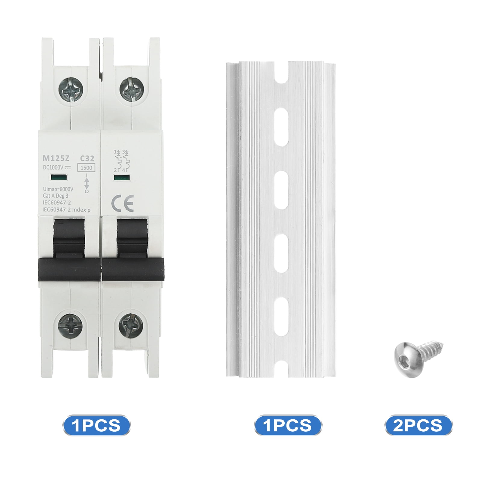 1 Pcs DC Miniature Circuit Breaker 2P 32A 1000V Isolator M125Z DIN Rail Mount Disconnect Switch Circuit Breaker Protection Thermal Magnetic Trip