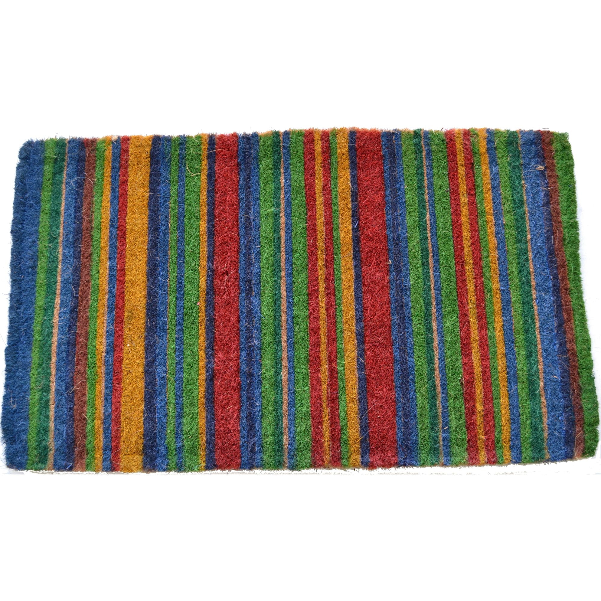 Striped Rectangular Handwoven Coir Doormat 30" x 18 ...