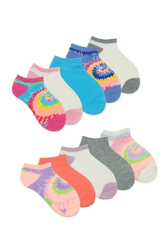 Girls No-Show Socks, 10-Pack, Sizes S-L