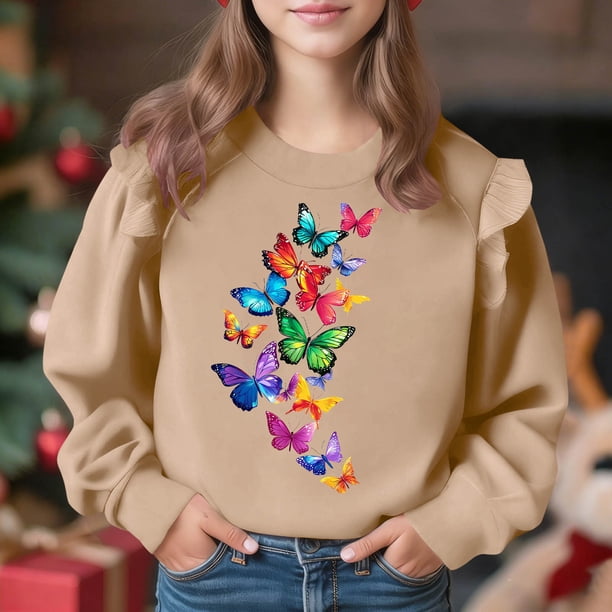 Vestido de verano para niña con estampado de flores de Pascua, manga corta, bolsillos con volantes y cuello redondo, top de poliéster