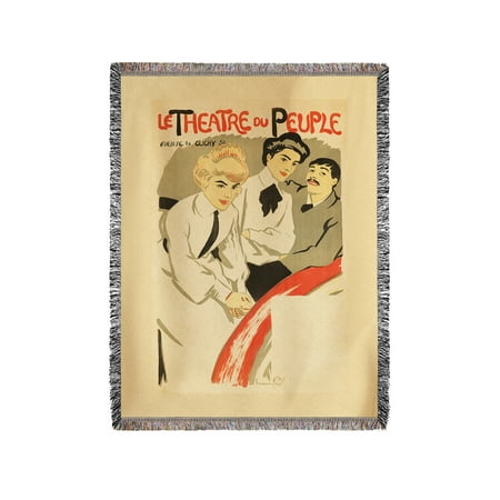 Les Paul 60 Le Theatre du Peuple Vintage Poster (artist: Hermann Paul) France c. 1898 (60x80 Woven Chenille Yarn Blanket) ()