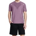 thumbnail image 3 of Dianli Gifts Men’s Ice Feel Summer Sports Set, Short Sleeve Breathable Quick-Dry Two-Piece Running Workout Outfit, Casual Comfortable Activewear for Fitness, Training, or Gym Pink M, 3 of 10