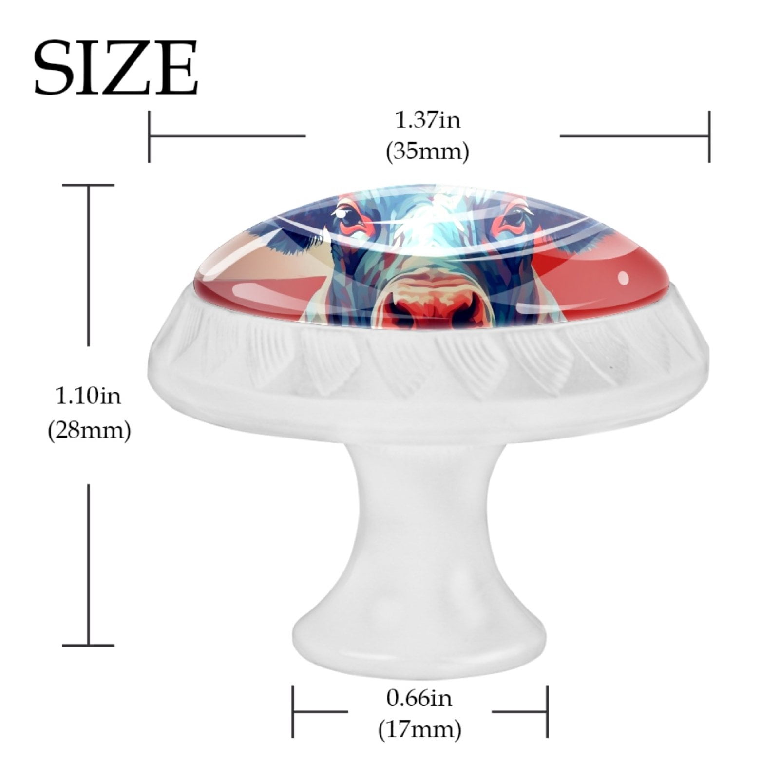 4 Pcs Cow American Flag Knobs for Kitchen Cabinet Cupboard Dresser Bookcase Drawer Pulls Handles Round Home Decor