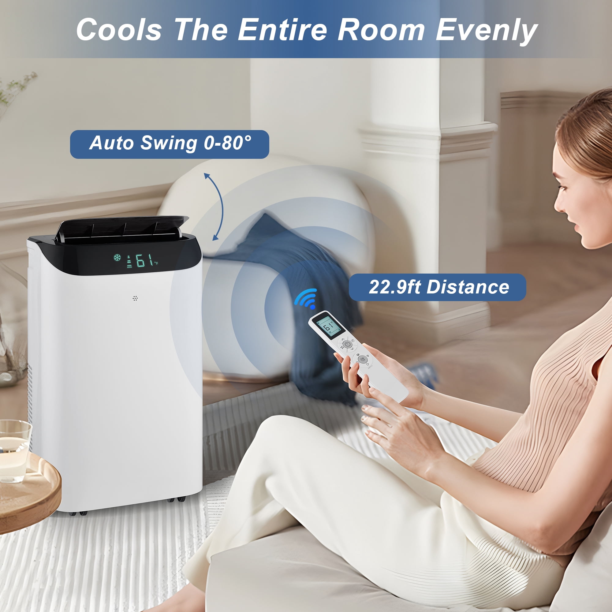 Agtana 12000 BTU Portable Air Conditioner Cools up to 500 sq.ft, 3-in-1 AC, Dehumidifier, Fan