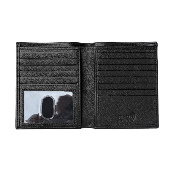 Wallet Euro Style Size RFID Safe Black Leather Bifold Wallet for Men ID Key Holder by Juzar Tapal Collection