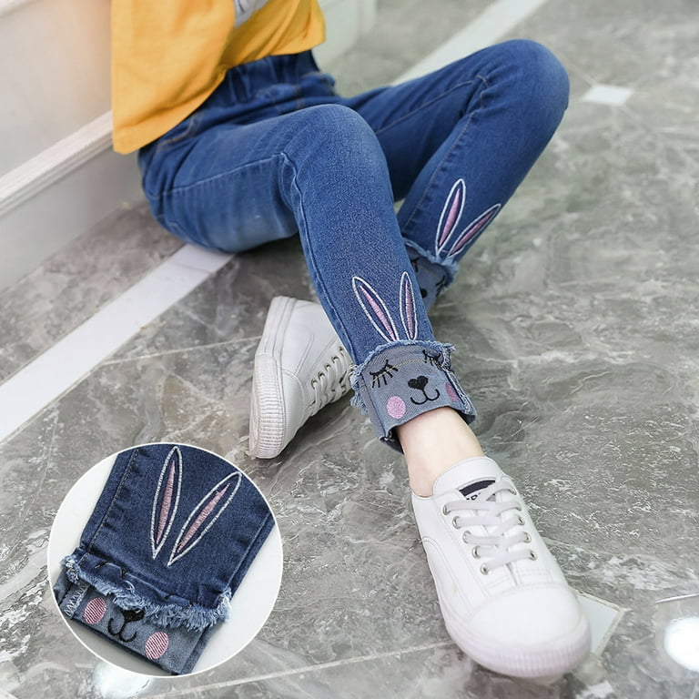 WIBACKER Little Big Girls Kids Distressed Ripped Teens Jeans WIBACKER Little Big Girls Kids Distressed Ripped Teens Jeans