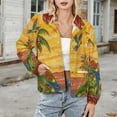 thumbnail image 3 of Jackets for Women Winter Coat Jackets Flannel Stand Collar Jacket(Tropical Sunset Parrots Paradise Birds,Size:S-4XL), 3 of 7