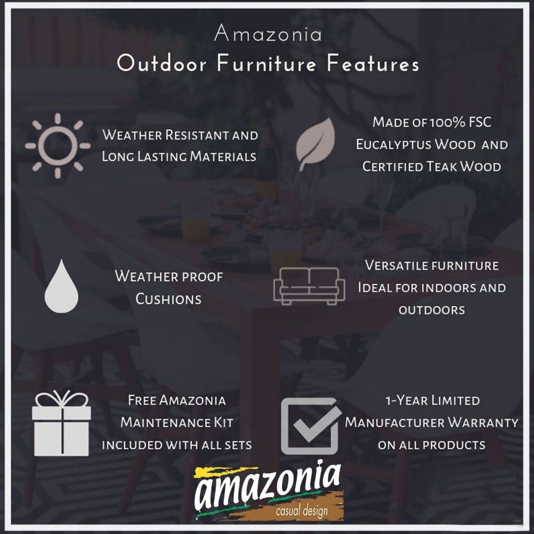 Amazonia Astro 9-Piece Patio Dining Table Set, Eucalyptus Wood 100% FSC, Ideal for the Outdoors and Indoors, Brown