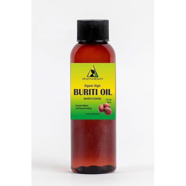 Huile de fruit Exotique Buriti Non Raffinée Biologique Pressée à Froid par h&b oils center 2 oz