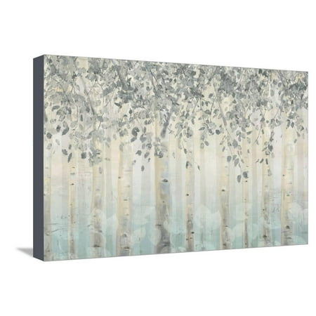 Yellow And Gray Canvas Wall Art Silver and Gray Dream Forest I Serene Blue Tree Landscape Artwork Stretched Canvas Print Wall Art By James Wiens ()