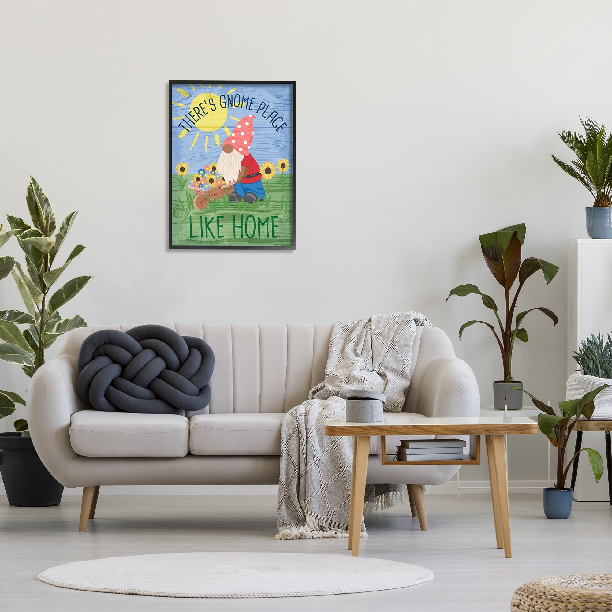 Stupell Home Décor Industries Gnome Place Like Home Pun Playful Garden Creature, 24 x 30, Designed by Jennifer Ellory