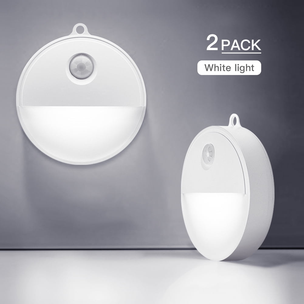 Kepooman 2 Pcs Portable Stick-On Motion Sensor LED Night Light for Hallway Stairs Bedroom, Battery Powered, Daylight
