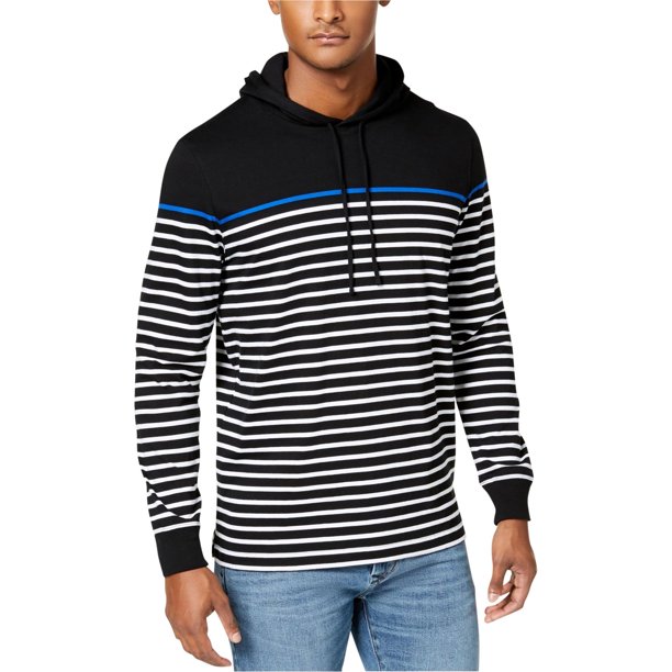 Club Room Jersey con capucha a rayas para hombre, negro, grande