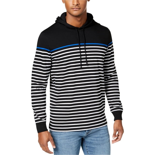 Club Room Jersey con capucha a rayas para hombre, negro, pequeño