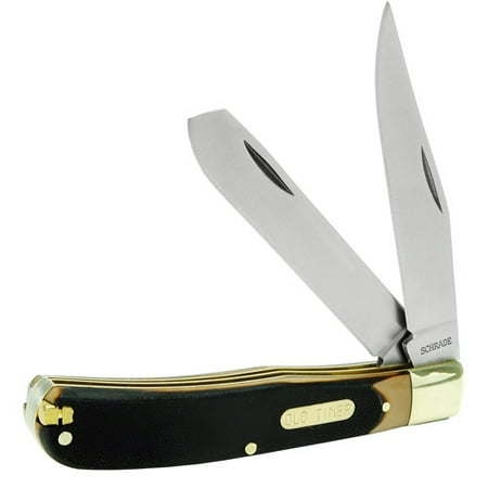 Schrade Old Timer Bearhead Trapper 2-Blade Folding Knife with Tweezers and Field Pick