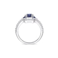 thumbnail image 4 of 1.12 Carat (Ctw) Lab-Created Blue & White Sapphire Halo Ring in Sterling Silver for Women, 4 of 6