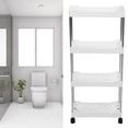 thumbnail image 1 of 4 Tier Slim Rolling Storage Cart with Wheels, for Kitchen Laundry Bathroom, Mobile Shelving Unit with Side Hooks, 1 of 7
