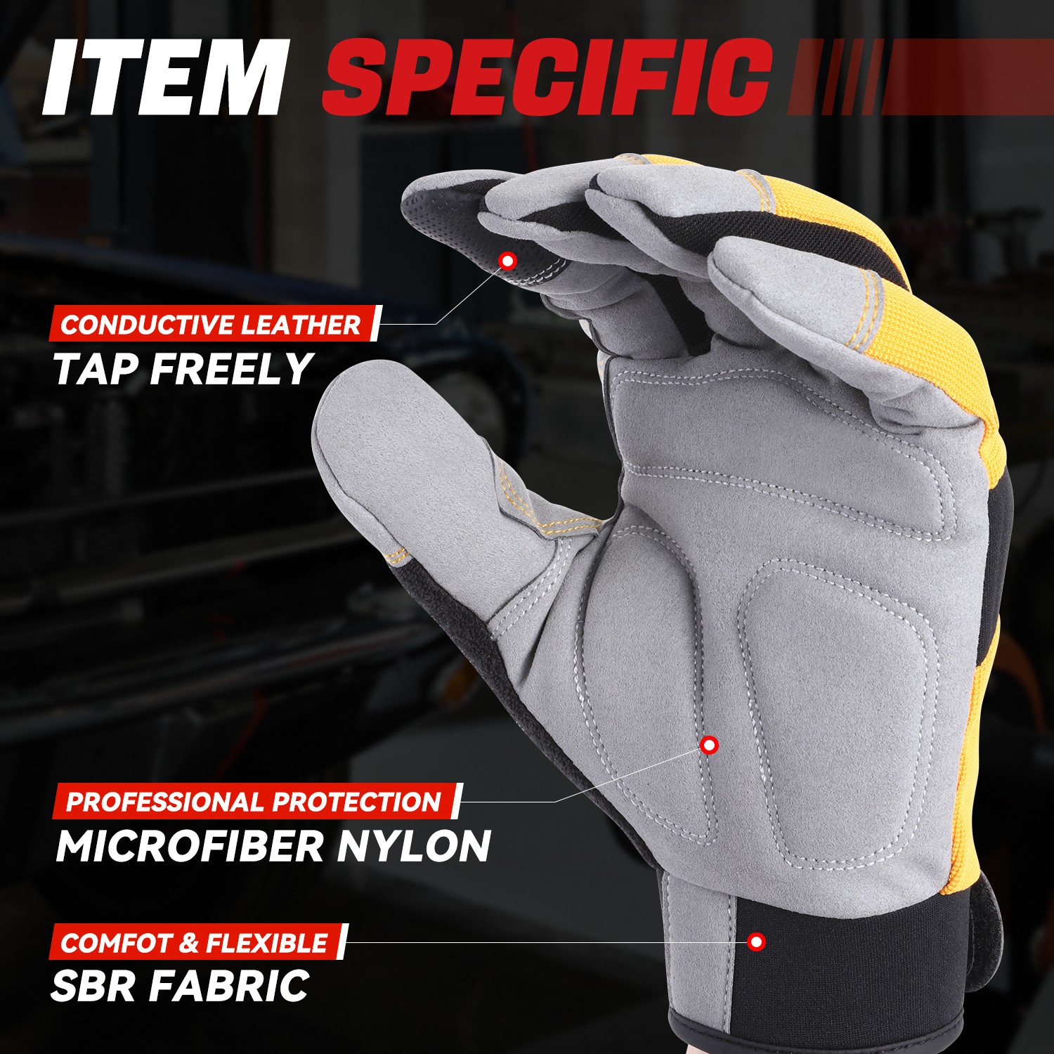 DNA Motoring 4 Pair Multi-Purpose Construction Gardening Utility Mechanic Work Gloves Yellow