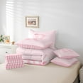 thumbnail image 6 of Manfei Personalized Initial 7 Pieces Bedding Comforter Set,Geometric Grid Full Bedding Set Lightweight,Pink Bowknot Fitted Sheet Flat Sheet,Ultra Soft Kawaii Home Decor,Reversible, 6 of 8