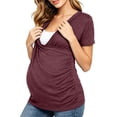 thumbnail image 6 of Noric Women V Neck Short Sleeve Maternity Nursing T-Shirt Side Ruched Slim Fit Pregnancy Soft Casual Pullover Top, 6 of 9