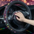 thumbnail image 6 of Car-Grand Bling Diamond Rhinestones Leather Steering Wheel Cover, Sparkly Crystal Glitter Universal Fit 14.5-15 Inches Car Steering Wheel Protector for Women Girl SUV, VAN, SEDAN TRUCK Multicolor, 6 of 8