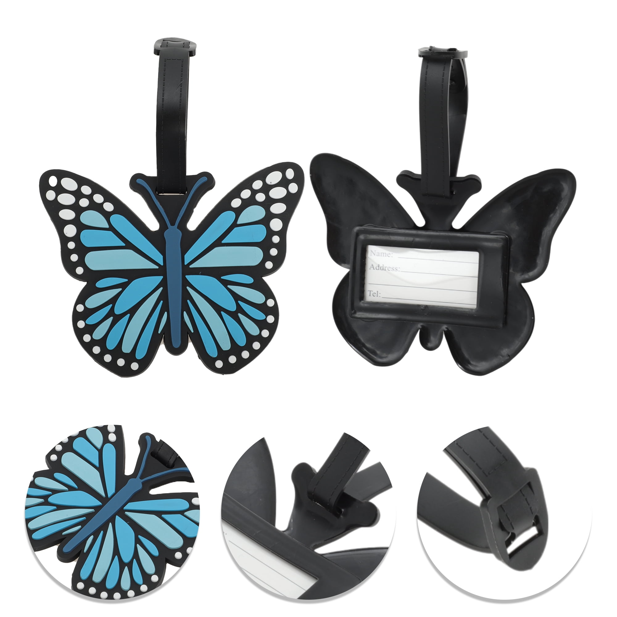 Unique Bargains 1 Pc Butterfly Luggage Tag for Travelling Blue