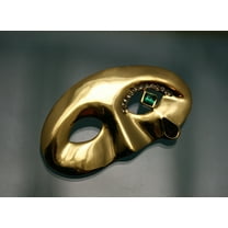 Vintage Tear Drop Mask Actor Rhinestone Crystal Gold Tone Red Green Pin Brooch