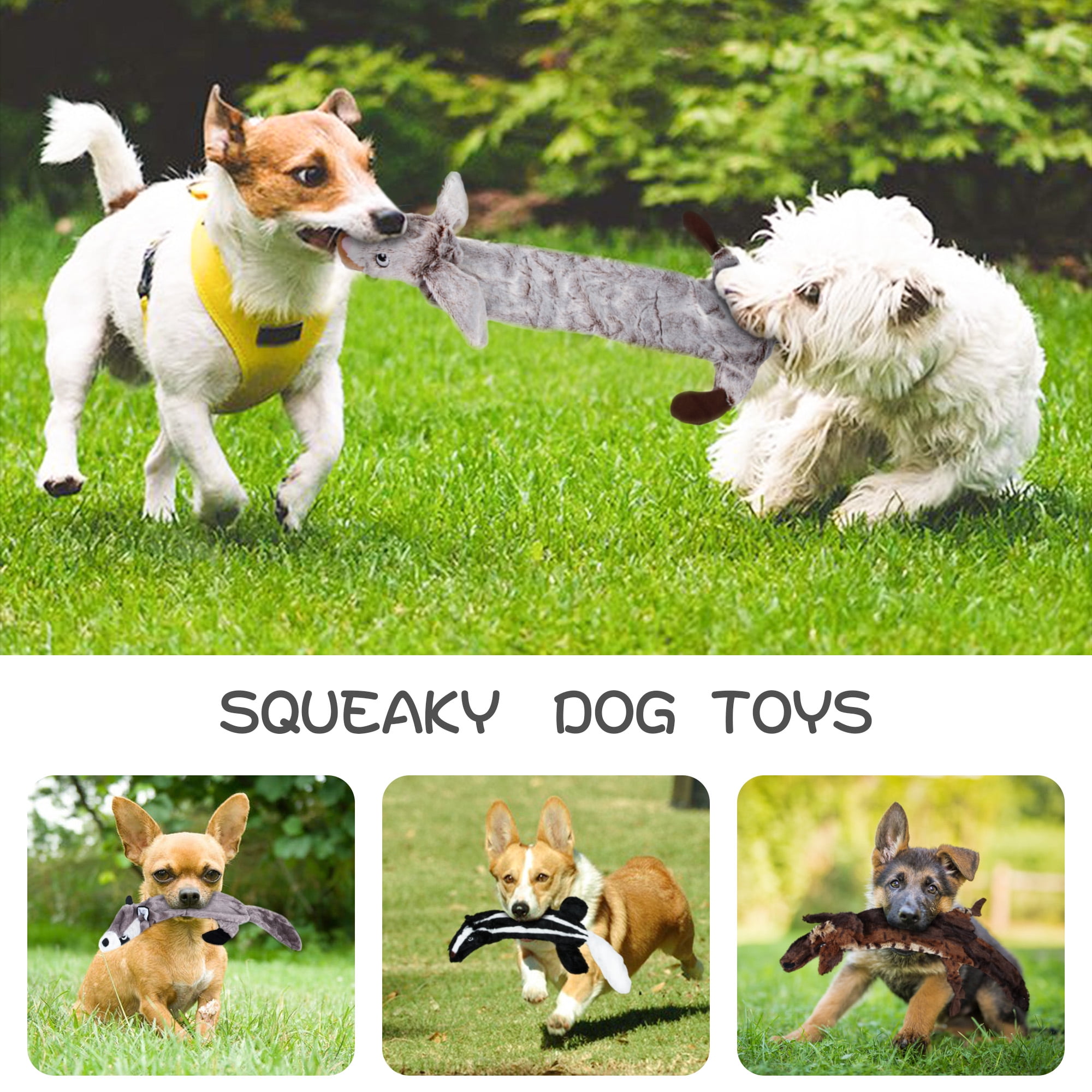Kepooman 4 Pieces Dog Squeaky Toys for Teething Chewing and Playtime, No Stuffing Plush Animal Dog Toy for Small Medium Large Dog Pets Kepooman 4 Pieces Dog Squeaky Toys for Teething Chewing and Playtime, No Stuffing Plush Animal Dog Toy for Small Medium Large Dog Pets